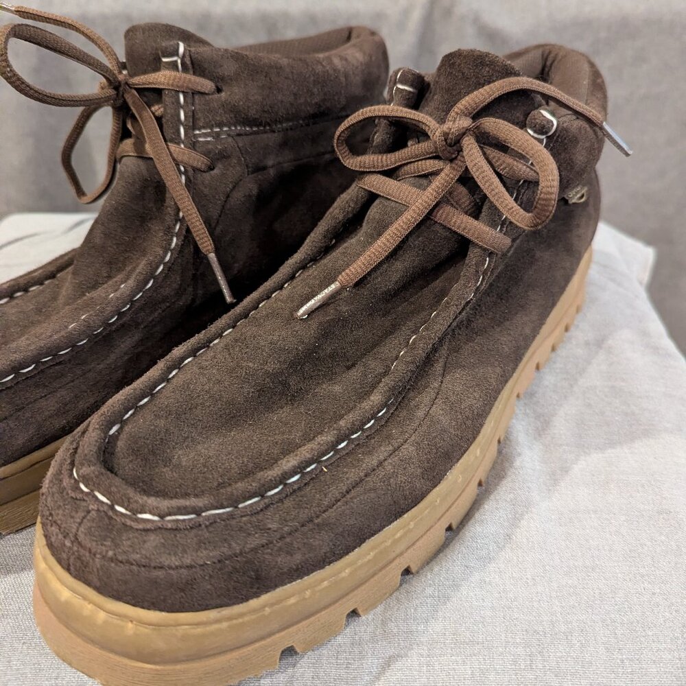 Stacy Adams Brown Suede Moc Toe Lace-Up Slip-On Loafers